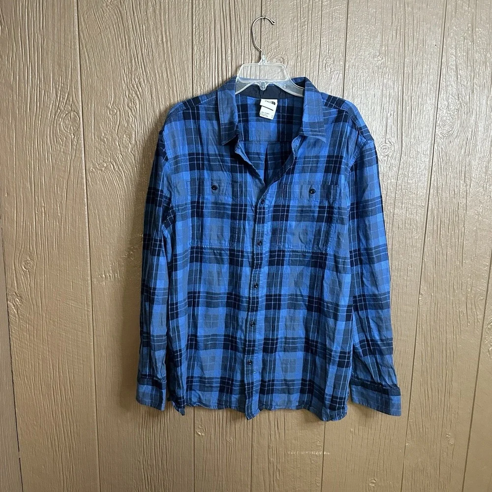 THE NORTH FACE Arroyo  Flannel Button-Down Shirt Sz XL Blue Lumberjack Outdoor